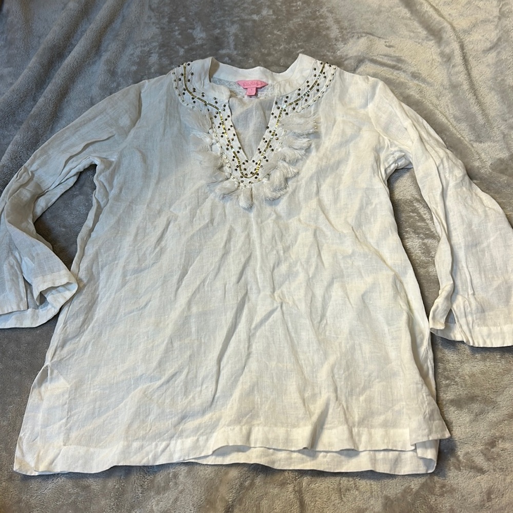Lilly Pulitzer amelia island tunic with tassels and beads